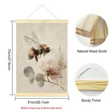 1pc Framed/Unframed Vintage Beed Floral Cottagecore Canvas Poster Cozy Botanical Insect Rustic Wall Art Print Minimalist Farmhouse Decor Retro Scroll Painting For Dorm,Office,Living Room,Modern Home Decoration - A - View 17