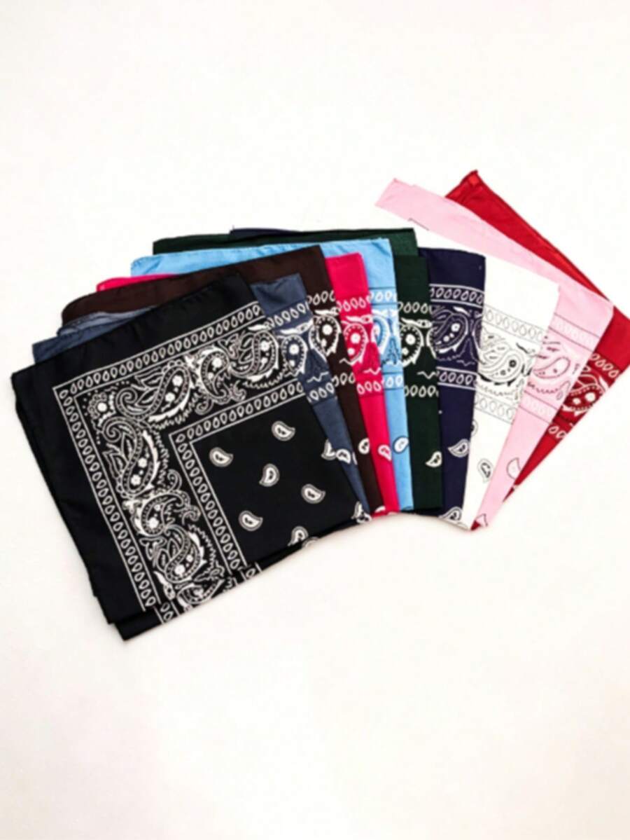 10 chiếc khăn bandana bằng polyester họa tiết hoa điều, khăn trùm đầu unisex dùng khi đạp xe ngoài trời, khăn tay phong cách hip hop đường phố. - Nhiều màu - Xem 1