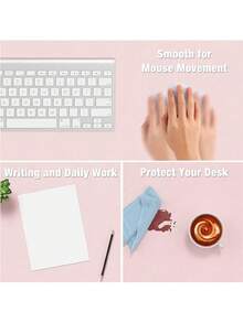 1pc 60cm/90cm Double-Sided Leather Mouse Pad Laptop Office Desk Mat Waterproof Leather Easy Clean Keyboard Mat Mouse Pad - Pink - View 3