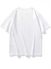 Men's 100% Cotton American Short Sleeve T-Shirt, Loose And Oversized Style For Summer, Modern And Versatile Half Sleeve Top - 白色 - 查看 2
