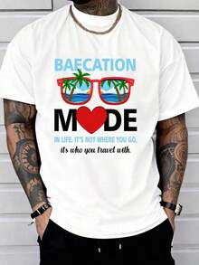 Camiseta 100% Algodón para Parejas, Estilo Vacaciones de Verano, Camiseta Gráfica para Hombre y Mujer - Blanco - Ver 1