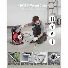 Drain Cleaner Machine 50 FT X 1/2 Inch, Manual Feed Sewer Snake Auger With 4 Cutters & Air-Activated Foot Switch For 2" To 6" Pipes - 查看 5