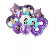 Official Licensed  Jasmine Princess Purple Theme Birthday Party Balloon Decoration Set, Purple Cartoon Pattern Foil Balloons, 32 Inch Purple Number 1-9 Foil Balloons, Happy Birthday Balloon Set, Suitable For Birthday Growth Ceremony Party Wall Decor Background, Balloon Set Decoration Supplies - View 19