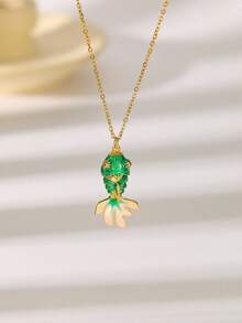 1pc Fashion Niche Personalized Design High-End Creative Necklace, 18K Solid Gold Movable Koi Fish Pendant Necklace, 3D Movable Fish, Suitable For Women To Wear On Holidays, Birthdays Or As A Gift - Multicolor - View 10