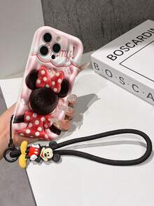 Disney Mickey Mouse Clubhouse Phone Case : 3D Fluffy Pattern Border Protector Phone Soft Phone Case With A Free Cute Mickey Bracelet Chain Lanyard, Mickey, Minnie, Goofy, Donald Duck, Daisy Duck, Pluto, For Apple 17 Promax 17 Pro 16 15 14 13 12 11 Pro Max XS Max X XR Soft Cover Summer Phone Case - 白色 - 查看 6