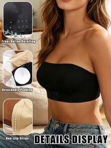 2PCS Sexy Strapless Bras Seamless Invisible Bra Push Up Lingerie Set Two Pieces Set Front Closure Tube Tops Wedding Bra Breathable Underwear - Multicolor - View 3