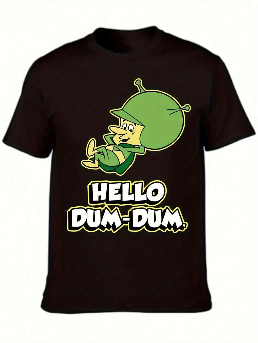 Dam T-shirt med vintage-tryck "Hello Dazed Bear" - Lös passform, svart kortärmad tröja med en Dazed Bear-figur, luftig design med rund hals, lämplig för vintage-animationsfans, Halloween-kostymer och vardagskläder. Nostalgisk present till anime-fantaster, perfekt för festkläder, rolig design med hållbara tryck, finns i större storlekar, bohemisk stil, t-shirt i bekvämt material, toppar, festkläder, luftgenomsläpplig för varmt väder, perfekt för vardagsbruk & present, perfekt för semester & fritid, tropisk sommar, semesterkläder. - Svart - Visa 1