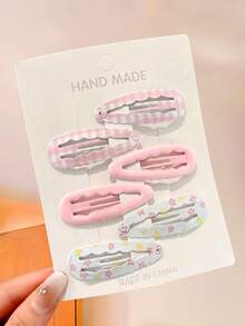 50/30/10pcs/Set Macaron Print Y2K Hair Clips, Macaron Colorful Design, Matched With Various Fresh Floral Prints, Teardrop Shape - Suitable For Girls, Basic Matching, Bangs Clips, Can Be Used For Daily, School, Party, Vacation, Outdoor Sports, Suitable For Retro, Sweet, And Academic Styles - Multicolor - View 6