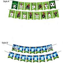 2 Sets/1 Set Green Football Theme Happy Birthday Banner, Football Sports Birthday Party DIY Hanging Decoration Supplies - Multicolor - View 8