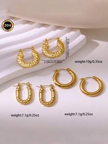Minimalist Asymmetrical U-Shaped Stainless Steel Earrings For Women, French Style Fashion Item, Random Style Shipped, Suitable For Daily Wear And Dates, Great Gift For Women On Mother's Day, Ramadan, Graduation - New U-shaped Hydraulic Earrings - View 5