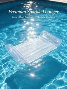 1pc Inflatable Silver Sequin Lounge Chair, Adult Summer Pool And Beach Floating Hammock, Party Use, Perfect Summer Gift, Swimming Pool Raft Floating Lounger For Adult Vacation Fun And Relaxation, Pool Inflatable, Beach Essentials, Pool Float - Multicolor - View 6