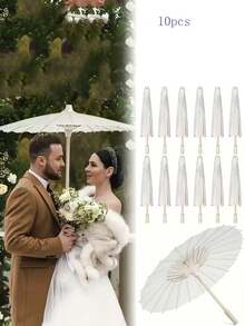 Classic White Paper Umbrella - UV Protection, Manual Open/Close, Suitable For Weddings, Photography, Cosplay, Parties - Multicolor - View 5