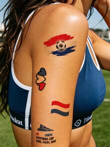STARTTOOS 5pcs Multi-Country Flag Football Theme Temporary Tattoos - USA, France, Argentina, Mexico, Waterproof & Long-Lasting, World Cup Fan Cheering, Face/Arm/Body Decorative Stickers - Multicolor - View 3