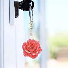 12件套DIY花卉钻石画钥匙扣套装 - 色彩鲜艳的双面手工亚克力吊坠，独特的钻石形状 - 非常适合家居装饰、花园装饰、派对礼品、背包配件 | 装饰钥匙扣 | 多种形状，钻石画套装 - 查看 5