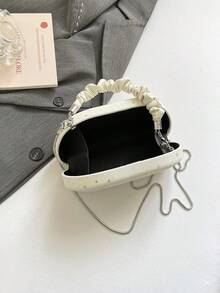 1个Y2K星空印花硬壳斜挎包,时尚银色链条迷你手拿包,可爱百搭派对晚宴包,女士必备 #星空印花硬壳包 #银色链条包 #Y2K晚宴包 - 白色 - 查看 8
