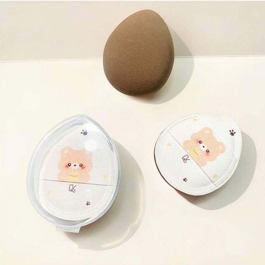 Pincel de maquillaje con forma de oso lindo, de uso dual en seco y húmedo - Multicolor - Ver 1