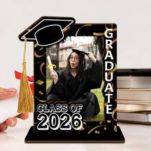 Boho Style Polished Wooden Graduation Photo Frame With Tassel Decor And Mortarboard Design - Vertical Desktop Frame, Suitable For 2026 Graduation Certificate Display, Graduation Cap Decoration Gift, Graduation Party Decor, Random Tassel - A - View 9
