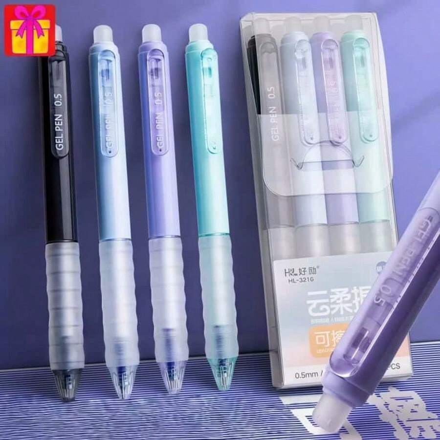 1 pieza/3 piezas/6 piezas Bolígrafo de tinta negra con borrador giratorio de 360°, fácil de borrar errores, estilos de colores aleatorios en esquema de color macaron, agarre cómodo, adecuado para dibujar, escribir, planificar y resolver crucigramas (tinta negra), bolígrafo de papelería creativa de alta calidad para estudiantes con agarre de esponja degradado - multicolor - Ver 1