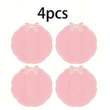 1/2/4pcs, Festive Bow Fabric Placemat, Suitable For Wedding Party Table Decoration Placemat, PVC Hot Stamping Placemat Simple Fashion Table Mat, Coffee Machine Mat, Non-Slip Heat Insulation Mat, Suitable For Wedding Parties, Festive Celebrations, Picnic Camping, Birthday Banquet Table Decoration Placemat - Multicolor - View 13