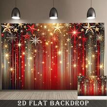 A 2D Flat Banner, Featuring A Festive Starlight Theme Design With Red And Gold Stars And Sparkling Lights. This Photo Prop Is Suitable For Various Celebrations, Such As Weddings, Birthdays, Home - 30 - View 2