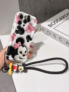 Funda de teléfono de Disney Mickey Mouse Clubhouse: Funda de teléfono suave con borde protector de patrón esponjoso 3D y un llavero de pulsera de Mickey gratis, Mickey, Minnie, Goofy, Donald Duck, Daisy Duck, Pluto, para Apple 17 Promax 17 Pro 16 15 14 13 12 11 Pro Max XS Max X XR Funda de verano - Blanco - Ver 6