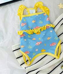1PC Cool Outdoor Pet Swimsuit,  Dog Water Play Outfit, Lightweight Summer Clothing, Suitable For Leisurely Strolls On The Beach, A Decorative Piece For Summer Gatherings, A Unique And Creative Gift For Pets, Specifically Designed For Outdoor Beach Play, Suitable For Warm Weather - màu xanh nhạt - Xem 7