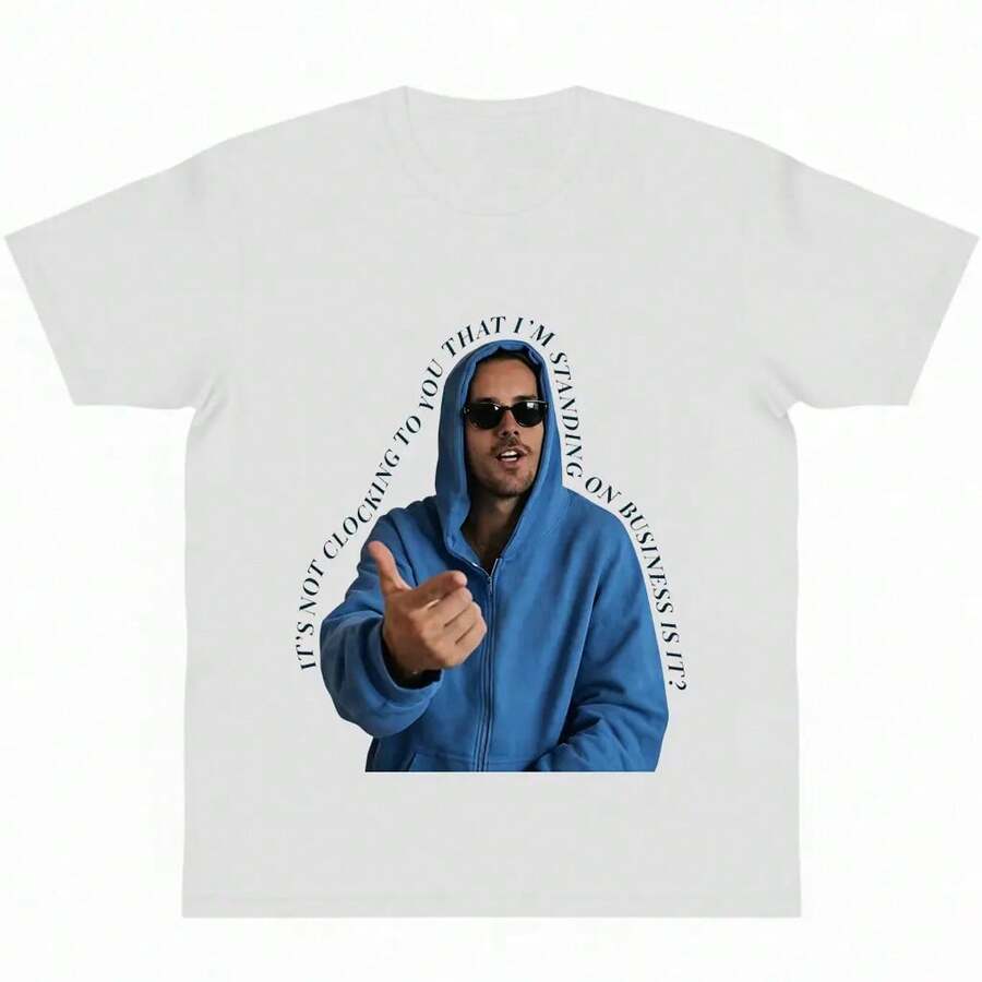 Oversize Cotton It's Not Clocking To You Belieber Coachella Streetwear Graphic Tees Unisex T-Shirt American Musical Gift Unisex Y2k Fashion Casual Top Trending - 白色 - 查看 1