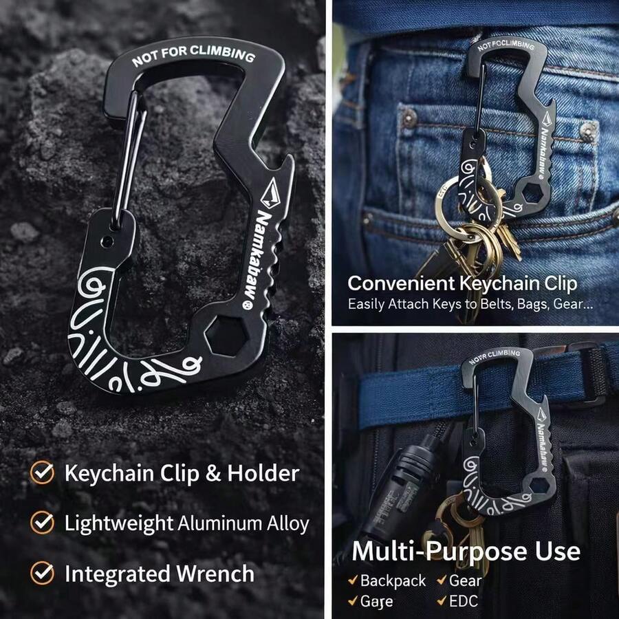 Bộ 1 móc khóa cắm trại ngoài trời, móc khóa carabiner bền chắc kèm vòng chìa khóa, thích hợp cho đi bộ đường dài, cắm trại, đạp xe - Phụ kiện ba lô ngoài trời chịu lực cao dùng để đựng chìa khóa, dụng cụ, đồ dùng - Bộ sắp xếp dây an toàn chắc chắn, thiết kế nhỏ gọn, cấu trúc được gia cố. - Nhiều màu - Xem 1