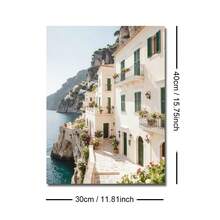 1/3 Stück gerahmtes/ungerahmtes Sommerlandschaft Mittelmeerküste Dorf Leinwand Poster Italien Meerarchitektur Reise Wandkunst Muster Strandhaus Dekoration Malerei für Apartment, Wohnzimmer, Schlafzimmer, moderne Heimdekoration - A - Übersicht 8