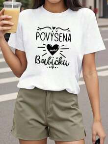 Camiseta de Mujer con Estampado de Letras, Manga Corta, Cuello Redondo, Estilo Casual para Primavera y Verano, Ropa de Mujer, Camiseta Gráfica, Blusas de Mujer, Camiseta de Verano, Camiseta Casual, Ropa de Vacaciones para Mujer, Diseño Juvenil y Moderno, 100% Algodón, blusas de mujer, camisetas de mujer de algodón. - Blanco - Ver 7