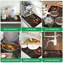 1pc Coffee Absorbent Drying Mat, Kitchen Decor Coffee Machine Mat, Beverage Mat, Dish Mat, Handmade Coffee Pot Drip Tray, Kitchen Floor Mat, Coaster, Table Mat, Kitchen Countertop Dish Drying Mat, Breakfast Mat, Heat-Resistant Drip Tray With Non-Slip Backing, Diatomaceous Earth Drip Tray, Stain-Hiding, Kitchen Drip Tray, Easy-To-Clean Dish Rack Mat, Perfect For Kitchen, Dining Table, Coffee Shop, Bar, Holiday, Party, Home Decor, Holiday Gift - Multicolor - View 5