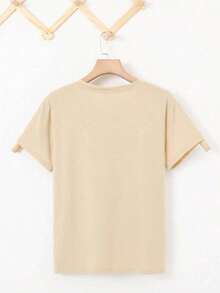 Camiseta suelta de mujer con bandera americana impresa Bullhead con gafas - Albaricoque - Ver 5