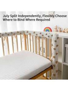 1pc INS Baby Crib Bumper, Cartoon Animal Crib Liner For Infant Nursery, Chewable Anti-Collision Cushion Crib Rail Guard With Breathable Holes, Printed Cartoon Animal Pattern, Baby Anti-Collision Bumper - Pink Bunny - View 5