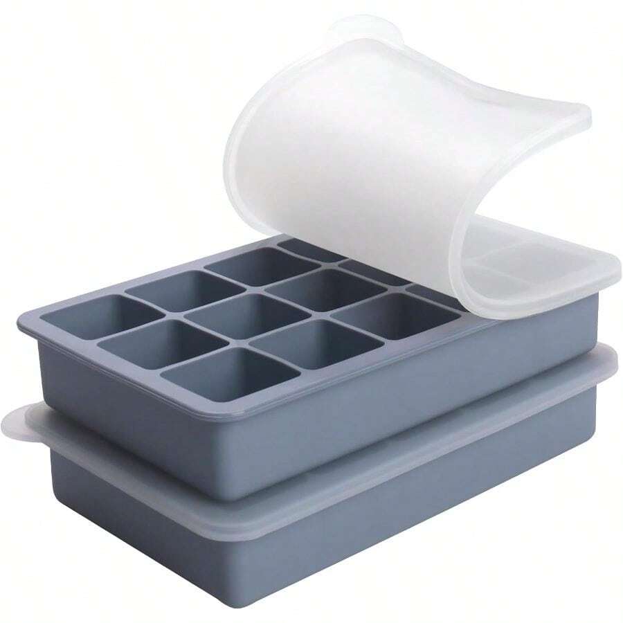 2 Tbsp Silicone Freezer Molds 2-Pack, Easy-Release Portion Control Food Storage Tray For Garlic, Herbs, Ginger, Pesto, Tomato Paste & Lemon Juice, Stackable Meal Prep Freezer Containers,  Blue Silicone Trays For Home Cooking & Meal Prep Users - Bộ 2 màu xanh dương - Xem 1