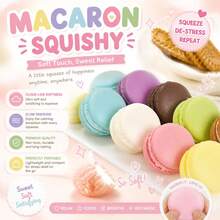 2026 1 Stück Sommer Neuankömmling simulierter Macaron Sandwich Keks Quetschspielzeug - PU weiches simuliertes Brot - Stressabbau Spielzeug - Geburtstagsgeschenk - Ostergeschenk - perfektes Geschenk - Verschiedenfarbig - Übersicht 2