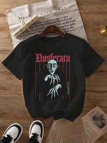 [Entrega Local]Camiseta GráFica De Nosferatu, Ropa De PelíCula De Horror De Vampiro Vintage Unisex, Camiseta Original Del Conde Orlok De Nosferatu, Recuerdo. Ropa De Verano Para Mujer, Ropa De Primavera Para Mujer, Blusas De Verano, Blusas De Abrigo Para Mujer - Negro - Ver 3