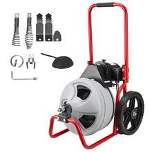 Drain Cleaner Machine 75 FT X 3/8 Inch, Sewer Snake Auger Manual Feed On Wheels, Portable Drain Cleaning Machine With 6 Cutters & Air-Activated Foot Switch For 2" To 4" Pipes - 查看 9
