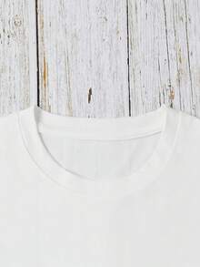 Camiseta con estampado de mapache a rayas, top casual de manga corta y cuello redondo, adecuada para primavera y verano, ropa de mujer. - Blanco - Ver 3