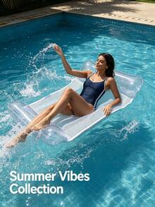 1pc Inflatable Silver Sequin Lounge Chair, Adult Summer Pool And Beach Floating Hammock, Party Use, Perfect Summer Gift, Swimming Pool Raft Floating Lounger For Adult Vacation Fun And Relaxation, Pool Inflatable, Beach Essentials, Pool Float - Multicolor - View 10