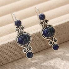 1 Pair Handmade Copper Bohemian Style Earrings, Jewelry Accessories Suitable For Daily Wear And Festivals - Silver - View 5