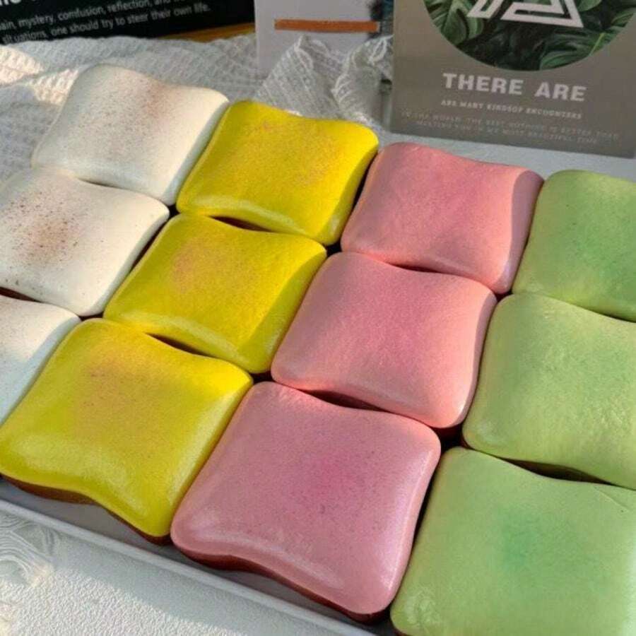 2pcs Super Soft Butter Toast Chocolate Slow Rebound Squeeze Stress Relief Toy - Multicolor - View 1