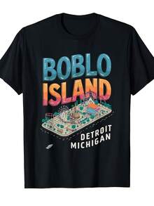 Camiseta unisex vintage Boblo Island Ferry Detroit - Estampado vintage de Boblo Island, de manga corta, cuello redondo, estilo casual, lavable a máquina, adecuada para uso diario, diseño nostálgico de Detroit ideal para atuendos cotidianos, camisa elegante adecuada para fiestas. - Blanco - Ver 6