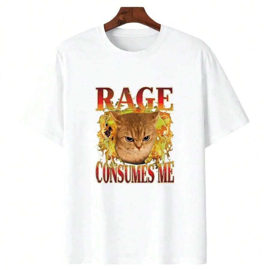 Cat Rage Is Consuming Me Funny Angry Meme Cats Humor T-Shirt - Blanco - Ver 1