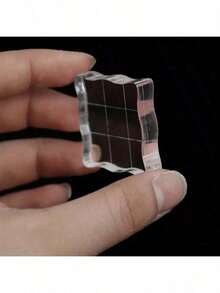 1pc Square Lace Acrylic Transparent Stamp Block - Multipurpose DIY Craft Tool, Suitable For Scrapbooking, Albums And Handmade Stamps - Includes Ink Pad, Transparent Grid Metal Plate And Curved Edge Stamp Function - Clear - View 3