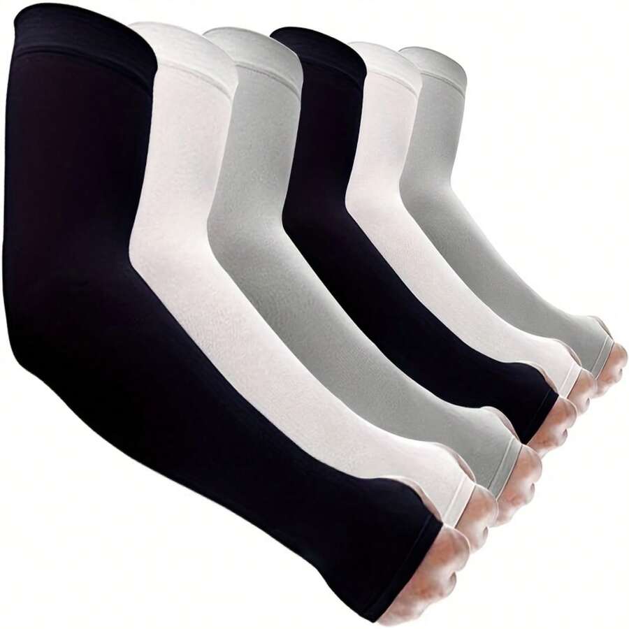 6-Pair Sun Protection Sports Arm Sleeves For Men And Women - Tattoo Cover-Up Style - 50-Piece Cooling Arm Sleeve Set, Suitable For Golf, Cycling, And Other Sports, With Thumb Hole Design, Sun-Protective, Breathable, Loose-Fitting Sports Style - Ultra-Breathable, Moisture-Wicking, Quick-Drying, Ideal For Summer Outdoor Activities - 6pair - View 1