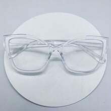 A Pair Of Women's Personality Color-Blocking Frame Cat-Eye Non-Prescription Glasses - 白色 - 查看 2