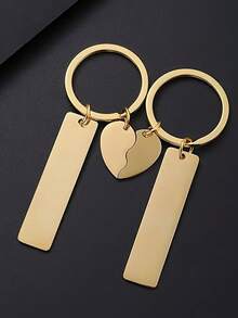 2pcs Personalized Heart-Shaped Keychain, Stainless Steel Customizable Text Couples Keyring, Suitable For Anniversary, Birthday, Wedding Anniversary, Valentine's Day Gifts, Unique Birthday Gifts For Friends And Family - Multicolor - View 8