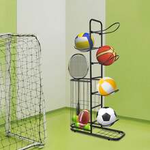 RainWeel 1 Stück Garage Organizer, 22,8x9,3x45,7 Zoll Basketball-Speicherregal, Abnehmbarer Eisen-Stehregalhalter Zum Aufbewahren Von Basketballs, Fußballen, Volleybällen, Badmintonschlägern, Tennisschlägern, Spielzeugen, Schlitten, Skateboards, Baseballschlägern, Schulranzen, Helmen Und Schlägern – Geschenk Für Familie, Freunde, Geburtstage, Frühling, Sommer, Muttertag, Freund Oder Freundin - A - Übersicht 4
