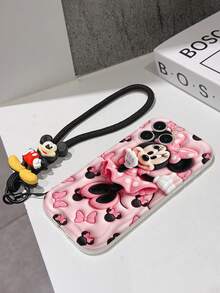 Disney Mickey Mouse Clubhouse Phone Case : 3D Fluffy Pattern Border Protector Phone Soft Phone Case With A Free Cute Mickey Bracelet Chain Lanyard, Mickey, Minnie, Goofy, Donald Duck, Daisy Duck, Pluto, For Apple 17 Promax 17 Pro 16 15 14 13 12 11 Pro Max XS Max X XR Soft Cover Summer Phone Case - 白色 - 查看 7