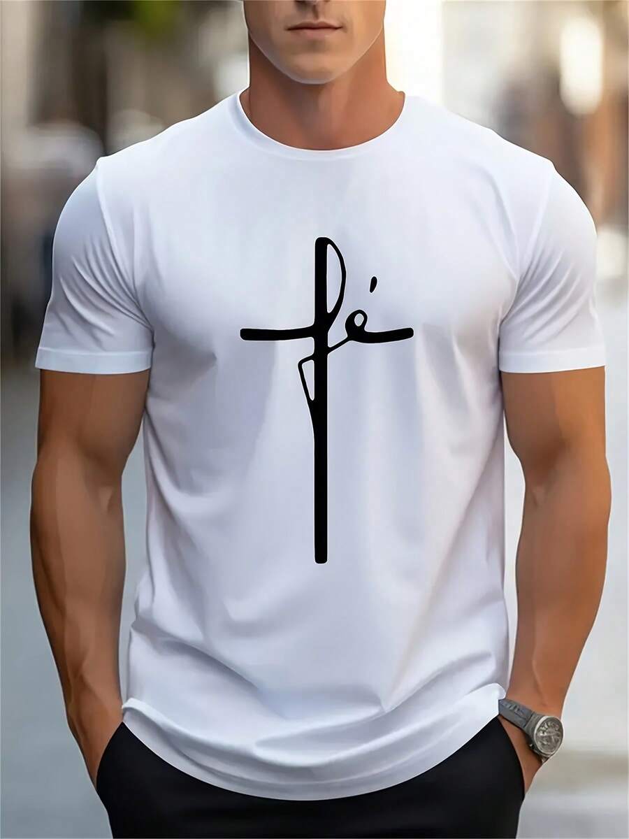 Camiseta Casual de Manga Corta para Hombre, Suave y Transpirable con Estampado de Texto en Inglés, para Verano - Cuello Redondo, Lavable aáquina y en, Ropa Versátil para Fiestas, Oficina y Eventos Sociales (No-) - Blanco - Ver 1